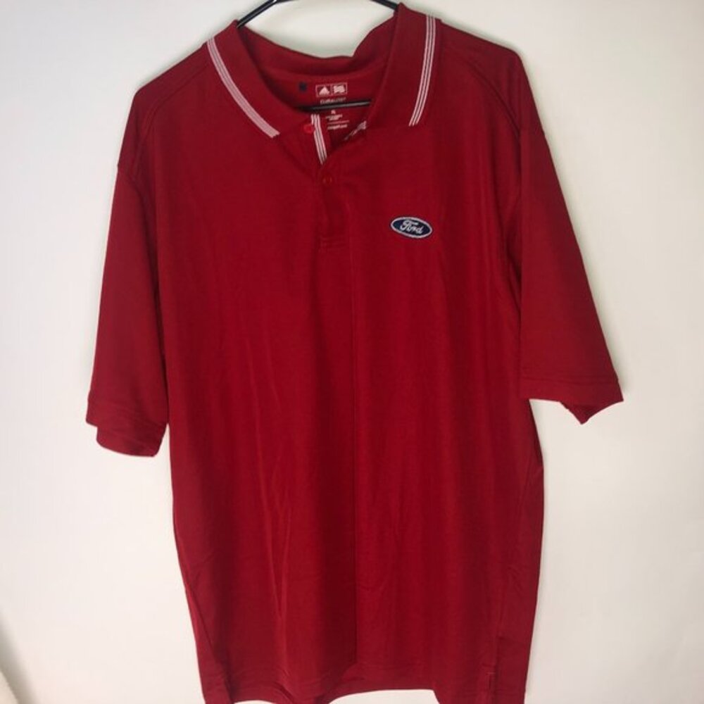 Adidas Climalite Red Polo Golf Shirt w/Ford Logo Patch Men's XL